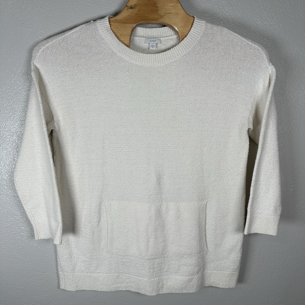 Pure J Jill Ivory Pullover Sweater Tunic Womens‎ Medium Round Neck Cotton Blend